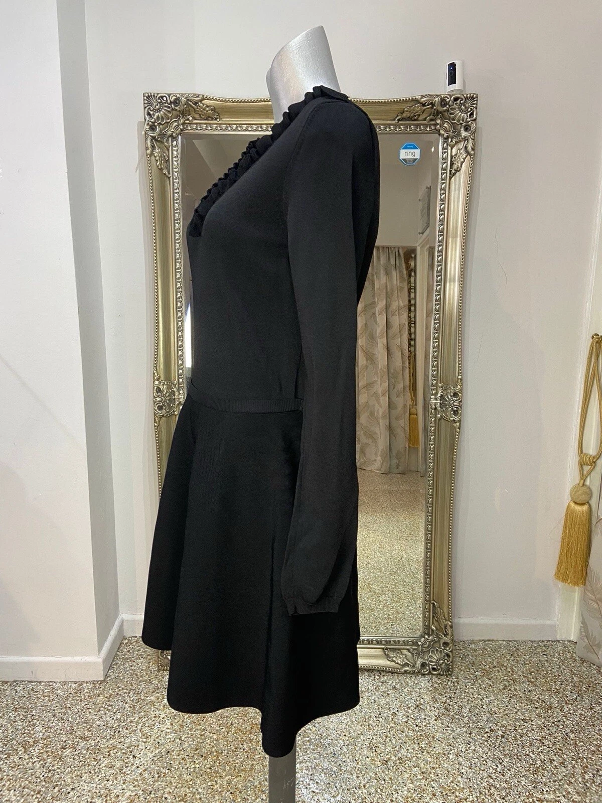 Abito rosso Valentino nero in maglia L nuovo con etichette prezzo di listino £535