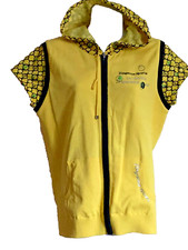 Bright Yellow Cap Sleeve Full Zip Hoodie Jacket Pockets Size Small Vguc