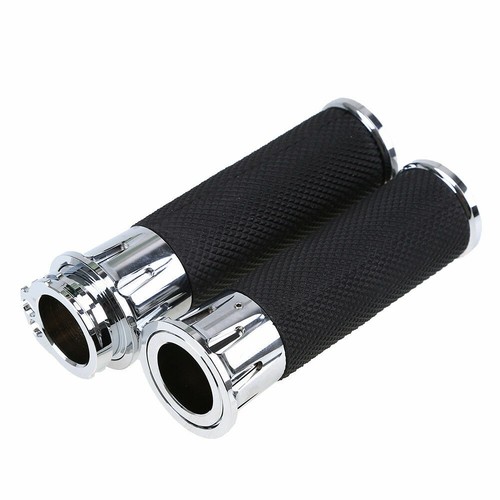 Pair Motorcycle Handlebar Hand Grips CNC Hand Bar Universal Fit Harley Dyna BMW - Picture 5 of 10