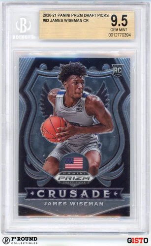 James Wiseman BGS 9.5 2020-21 Panini Prizm DP Crusade Rookie Gisto of 25 Graded