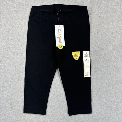 Cat & Jack Kids Girls Capri Leggings Black Ebony Pull On Small 6 6X Durable NWT
