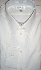 Paul Fredrick 80's Two Ply Pinpoint Oxford Shirt White Monogrammed HB 16 - 32