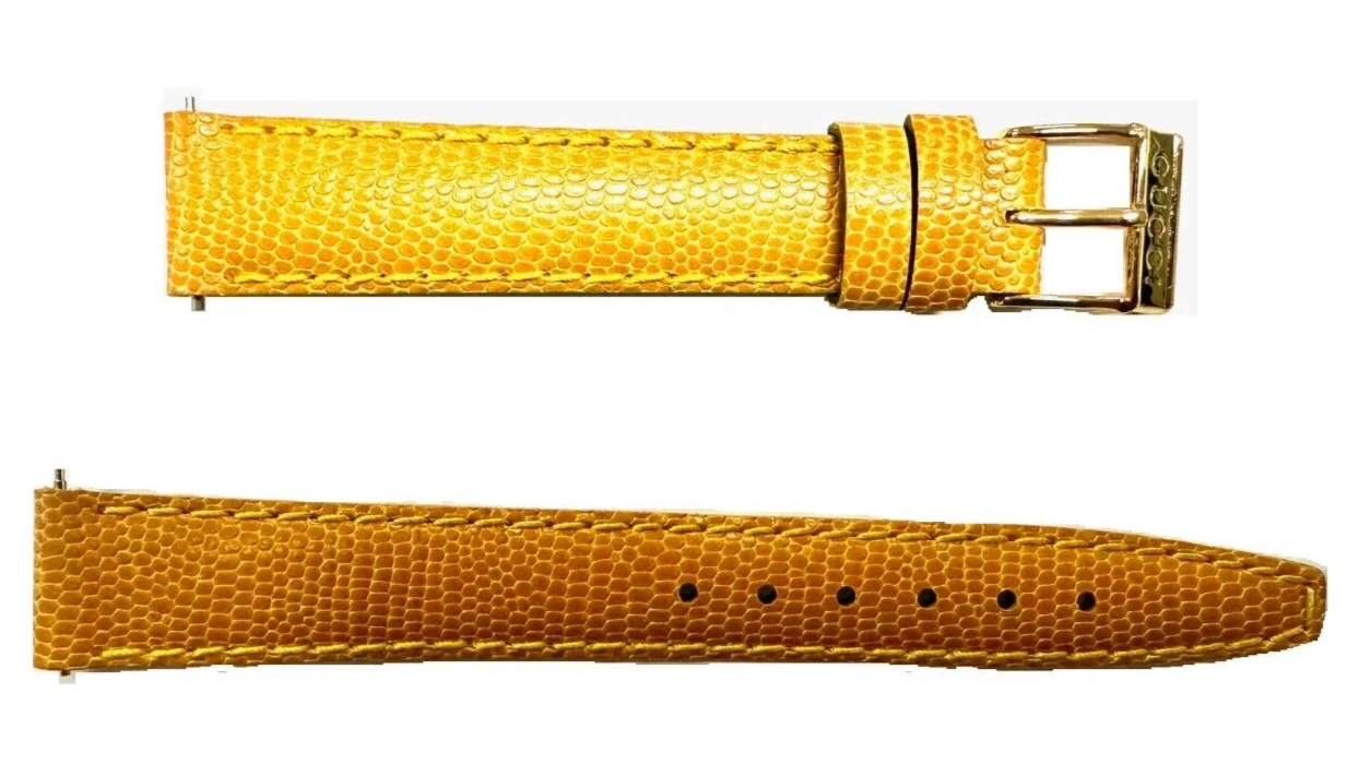 Gucci 14 MM Yellow Genuine Lizard Leather Watch Band Silver Buckle New