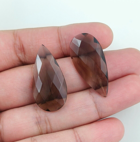 Natural Smoky pear-Shaped Loose Gemstones Matched Pair for Earrings, Jewelry - Picture 8 of 15