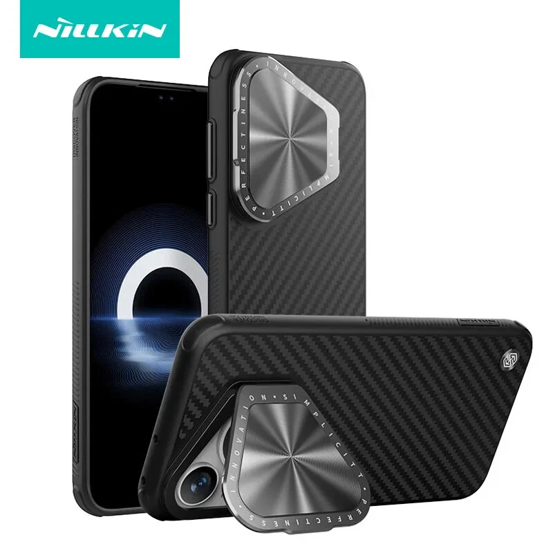 Funda Nillkin Huawei Pura70 Pro+ Magsafe Real Fibra de Carbono Cámara Soporte Cubierta Foto 2 de 4