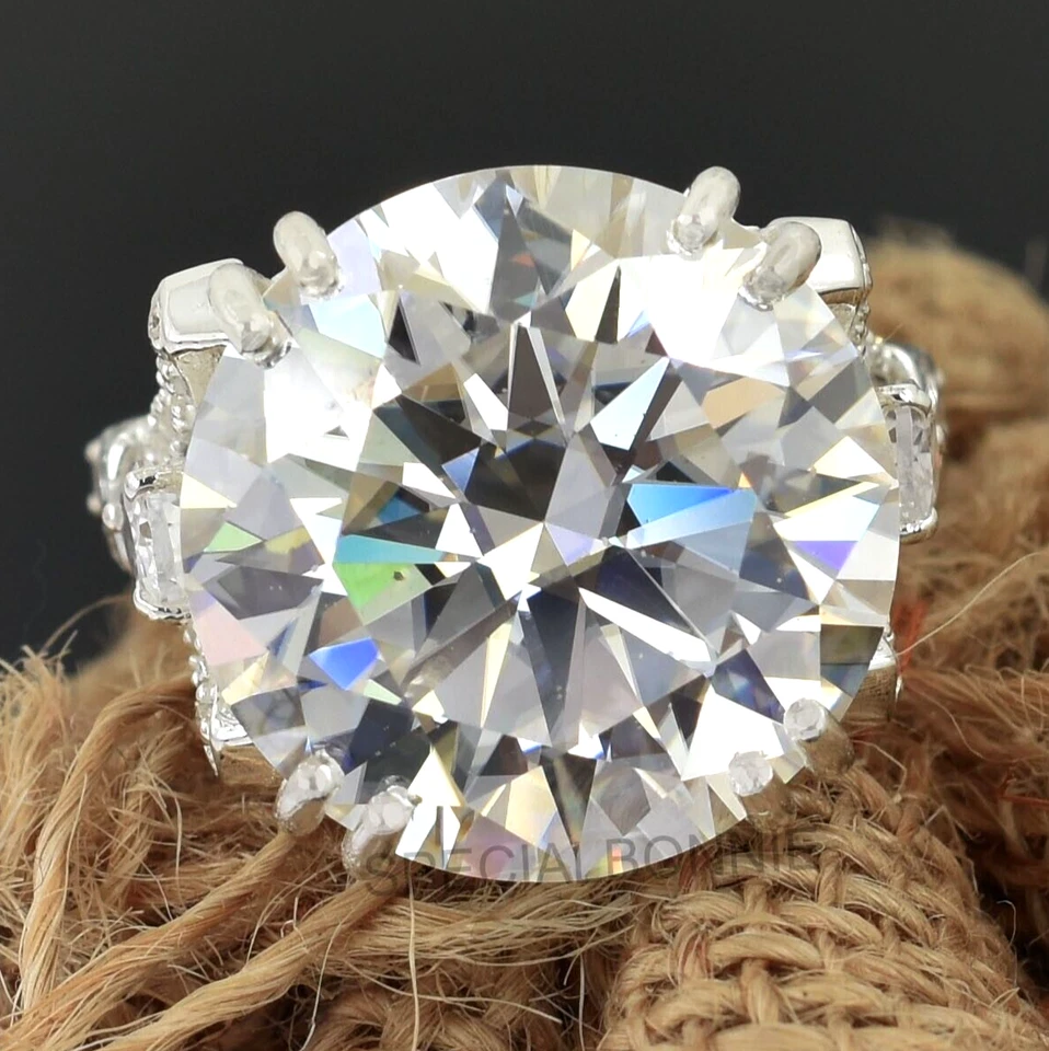 罕见 20.00 克拉认证白色钻石单颗戒指-免费钻石耳钉-视频 — 第 2/4 张图片