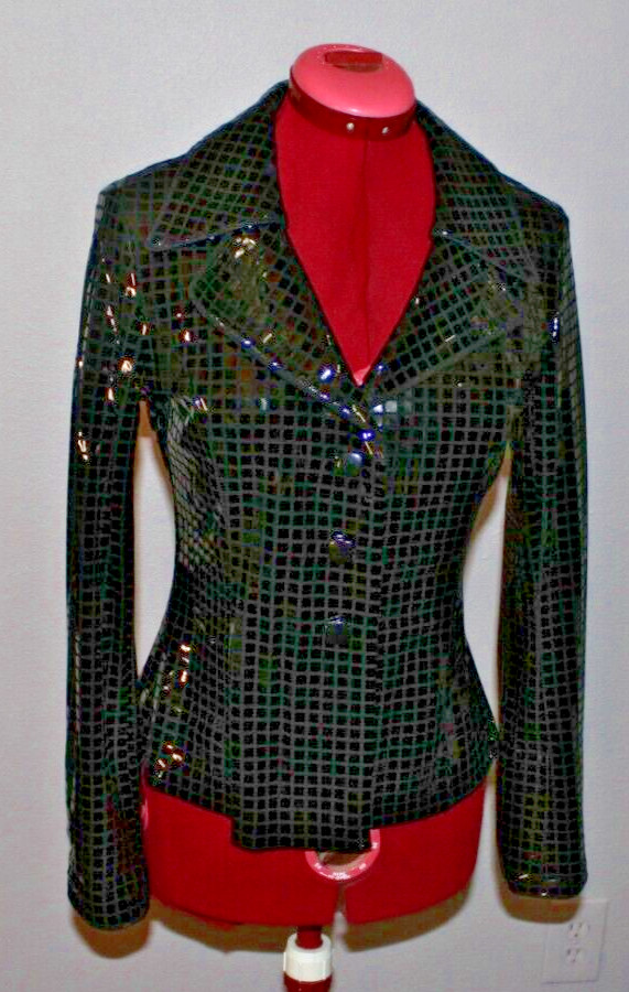 Vintage Clara S. Black/Silver Sequin Zip up Jacket - XS