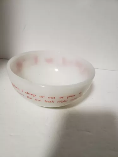 Fire King Milkglass Bowl With Kids Playing