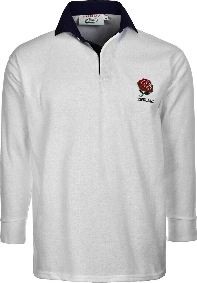 England Rugby Shirt White Retro Classic Traditional English Top All Sizes