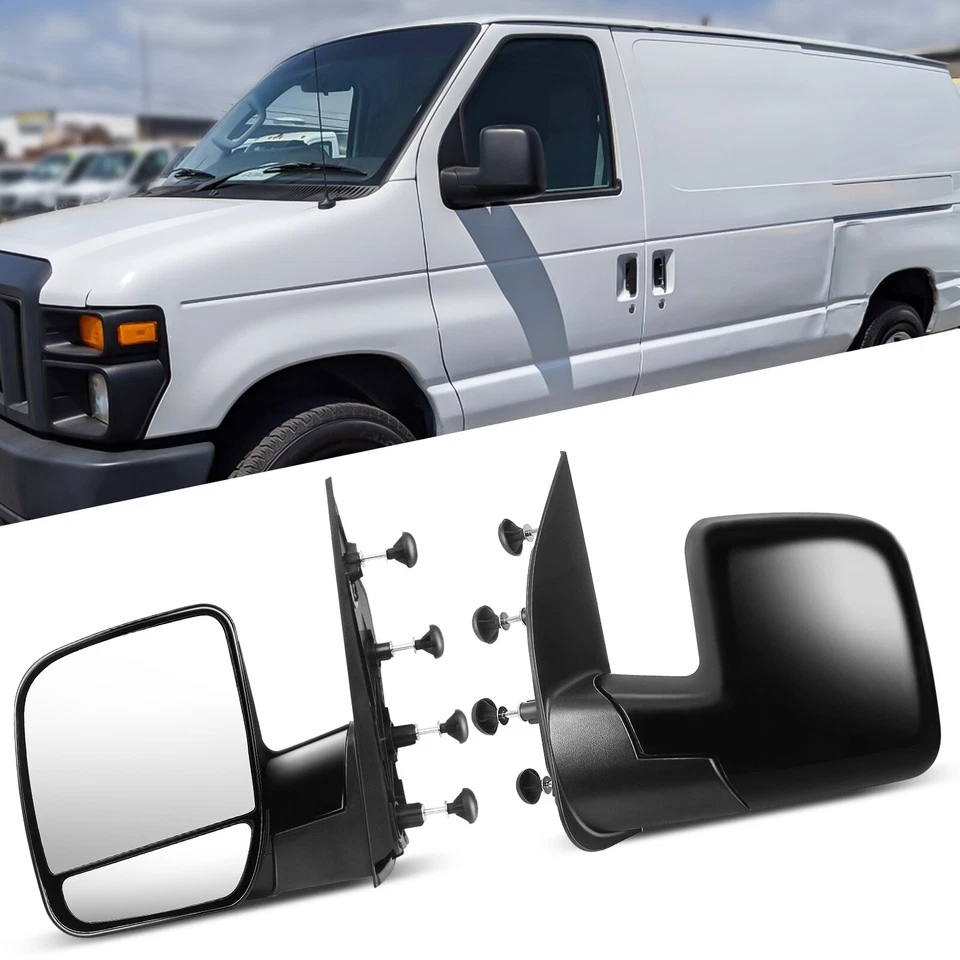 Par de espejos retrovisores manuales de visión lateral para furgoneta Ford E150 E250 E350 E450 E550 02-08 Foto 2 de 4