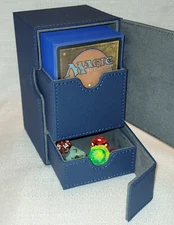 MTG Commander Deck Card Box | Magic | Holds 100+ double sleeved | Blue | Pokémon