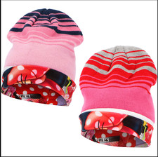 Disney Europe Minnie Mouse Girls Kids Red/Pink Multi-color Winter Hat NWT