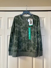 Mondetta Women's Crew Neck Printed Lightweight Sweatshirt, Size XL, Green
