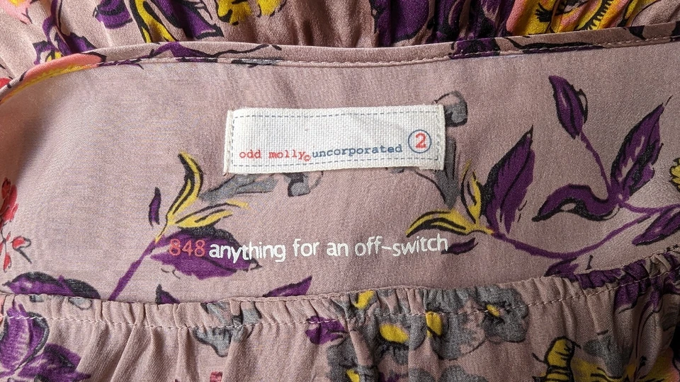 Odd Molly 100% Silk Boho Tunic Size 2 Medium (UK12-14) Floral / Lace Top Tunic   — 第 2/4 张图片