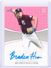 2022 Leaf Perfect Game BRADEN HOLCOMB Pink AUTO Autograph RC Rookie 1/1