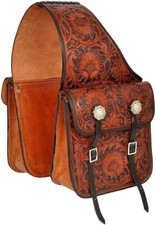 High Quality Leather Handmade Beautiful Floral Tooled Carving Western Saddle Bag