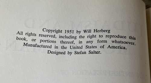 VTG Judaism and the Modern World Will Herberg ~ HC/DJ 1st Edition (1951) - Foto 14 di 21