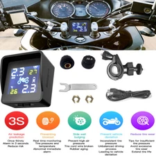 Solar motorcycle TPMS tire pressure monitoring alarm system 2 external sensors