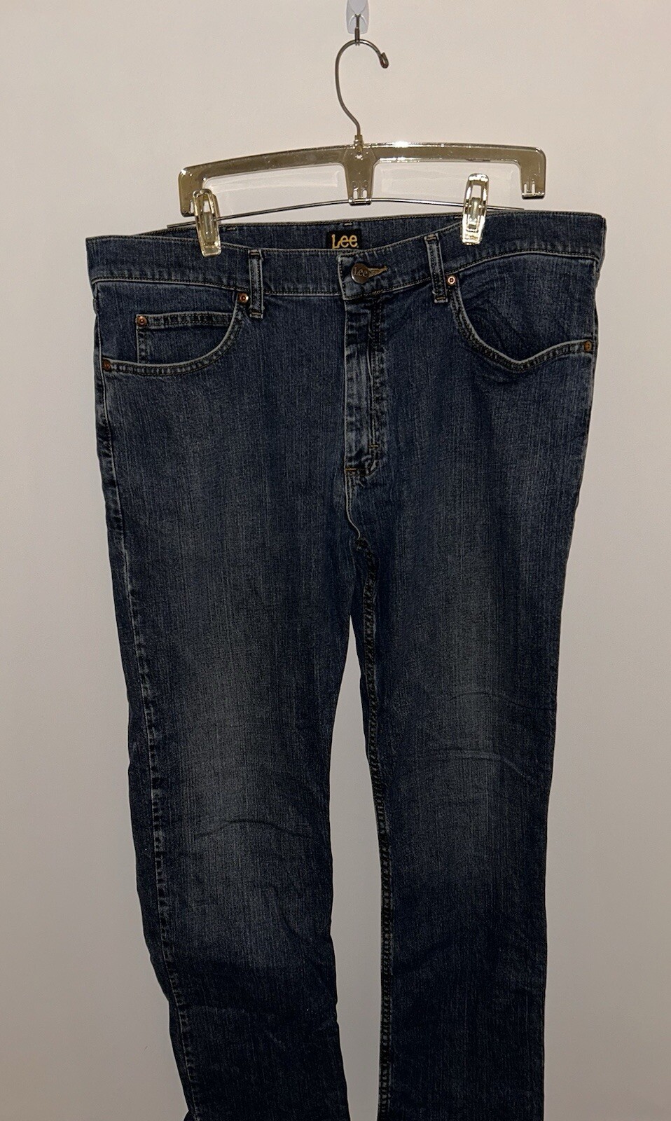 Lee Mens 38x32 Blue Straight Leg Patch Jeans