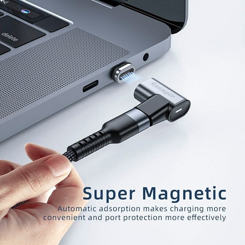 Essager Magnetic Adapter Right Angle USB C 100W PD 5A USB 3.1 10Gbps Fast Charge - Picture 7 of 9
