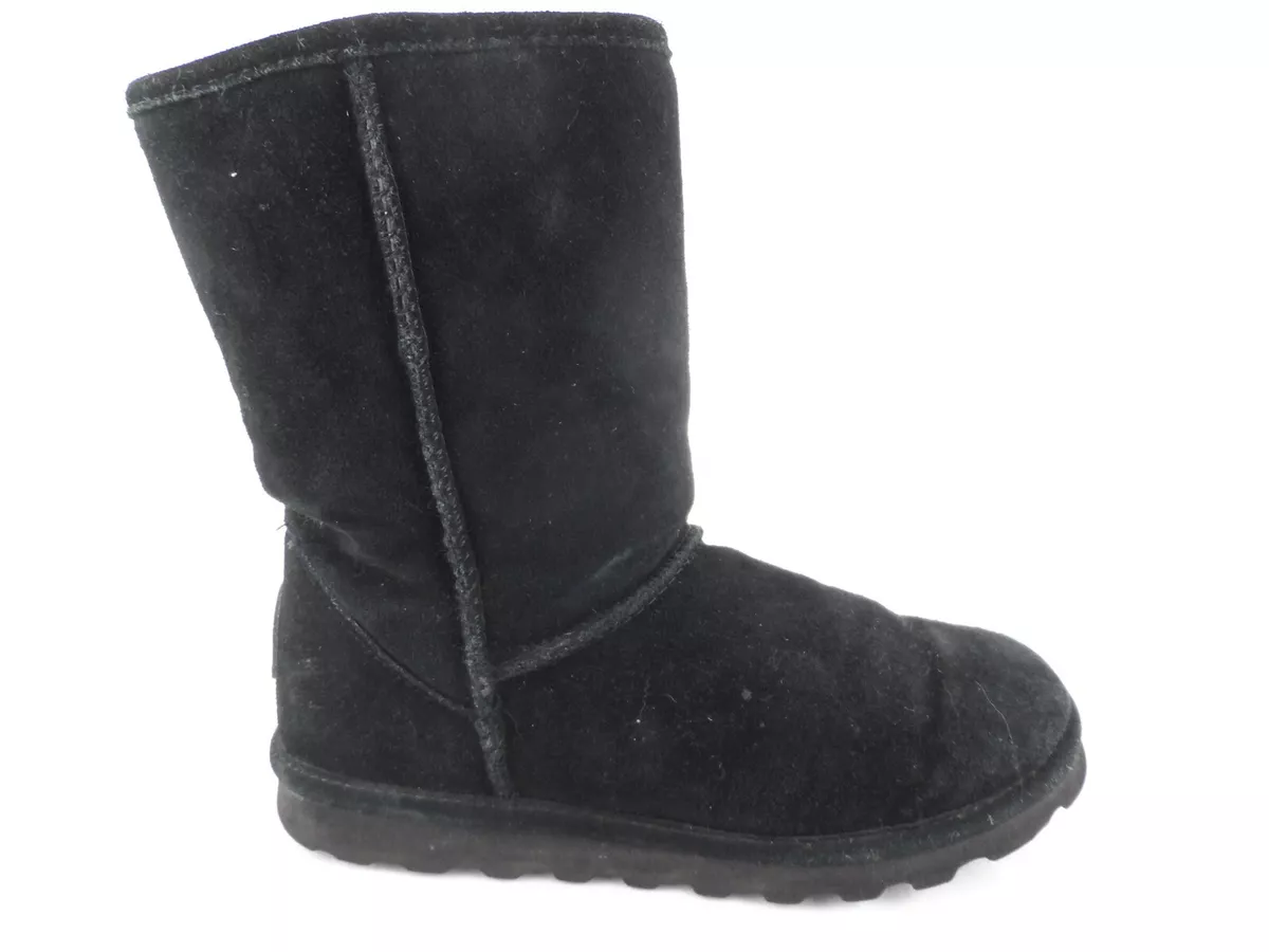 Bearpaw Elle Short Black Ankle Boots Suede Wool Lining and Sheepskin Size 8