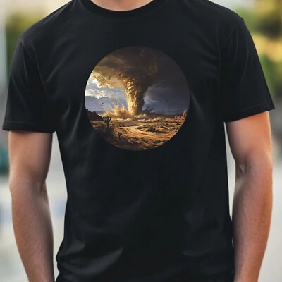 Herren T-Shirt Tornado Wüstenlandschaft Motiv Baumwolle Größe XS bis 5XL