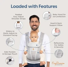 Ergobaby All-in-1 Baby Carrier + Lumbar Support, Breathable Mesh Black 0-4 Years