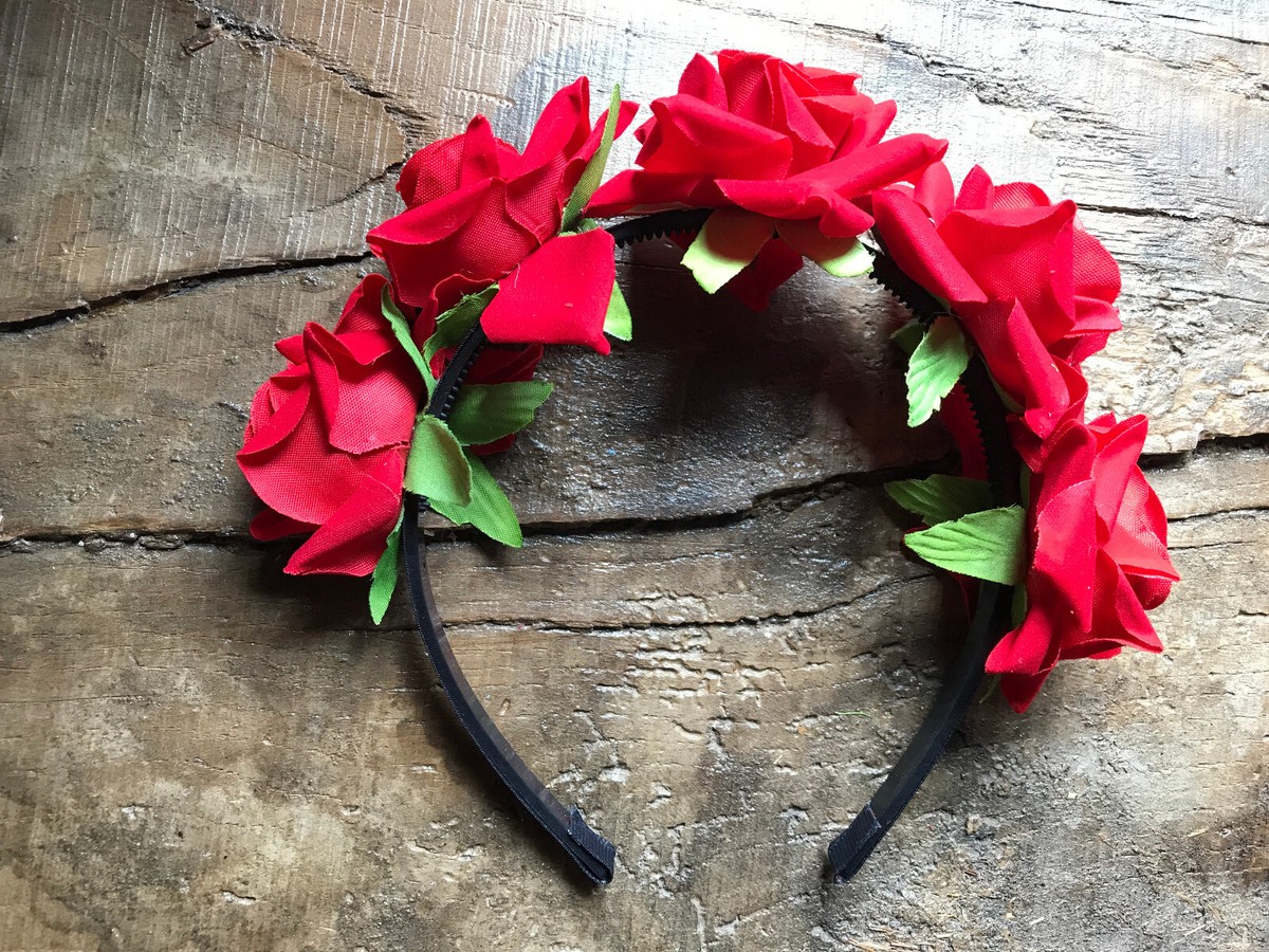 Serre-tête fleurs sanglantes avec voile noir Halloween - accessoires