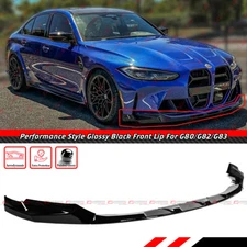 For 21-26 BMW G80 M3 G82 M4 Performance Style Glossy Black Front Bumper Lip Kit
