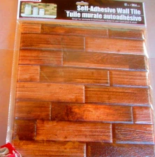 (20) Peel Stick Wall Tile Brown Wood Grain Mosaic Backsplash Lightweight 12 X 12