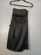 Black Strapless David’s Bridal Dress Size 6 Midi Satin Sash