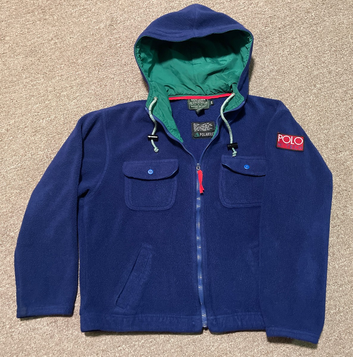 希少90s ラルフローレン　フリースジャケット　コート　USA製POLARTEC 希少90s ラルフローレン フリースジャケット コート USA製