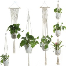 Hanger Flower Pot Cotton Net Bag Beige Rope Indoor Plant Hanging Basket