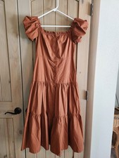 ASTR The Label Camel Brown Saveria Maxi Dress Balloon Sleeve Size Small