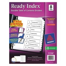 AVERY 6XVX1 PK 36 Index Tabs,8 Tabs,White 6XVX1