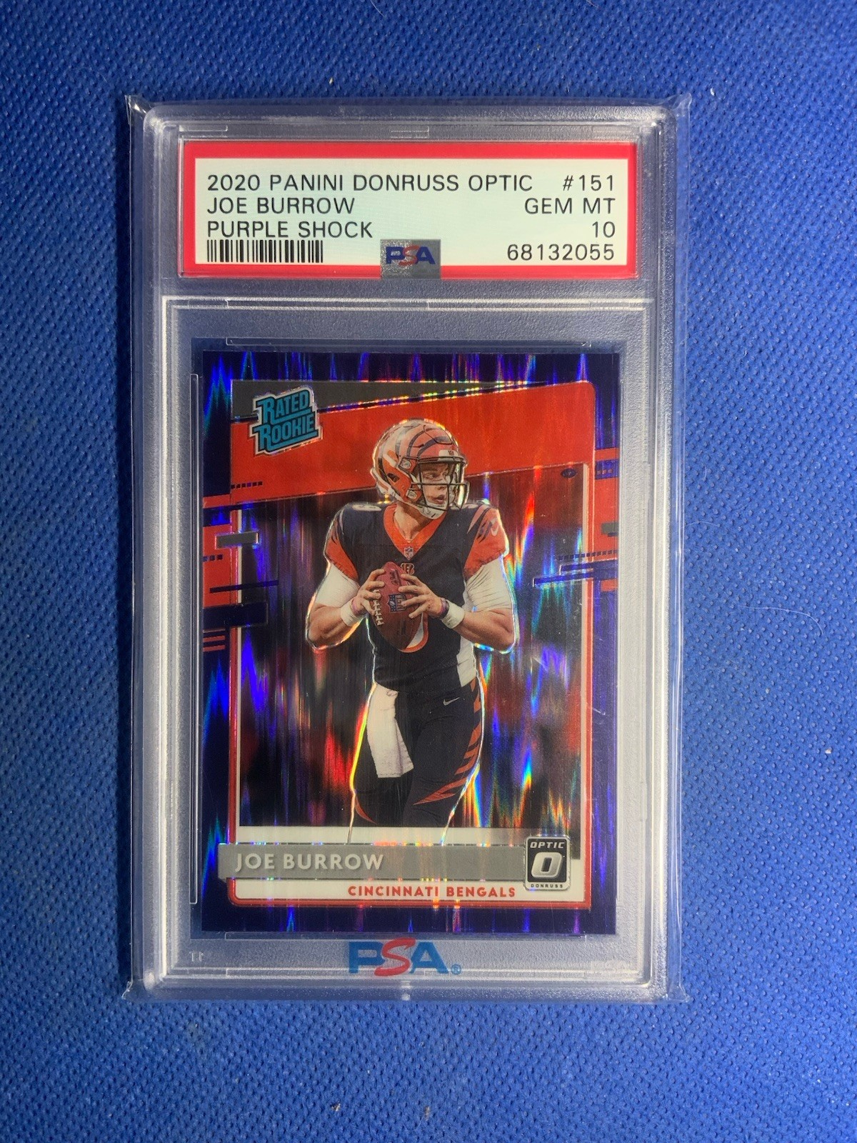 2020 Joe Burrow RC Donruss Optic Rated Rookie Purple Shock Prizm #151 PSA 10
