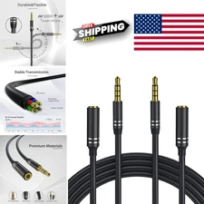 4Ft 3.5mm Auxiliary Audio Cord Extension 2 Pack for Speakers and Headphones