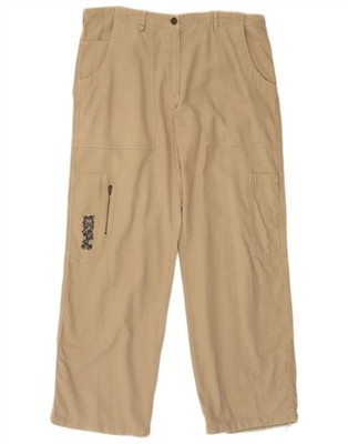 THINK PINK Damen Straight Cargo Hose W36 L31 Beige Baumwolle CW01