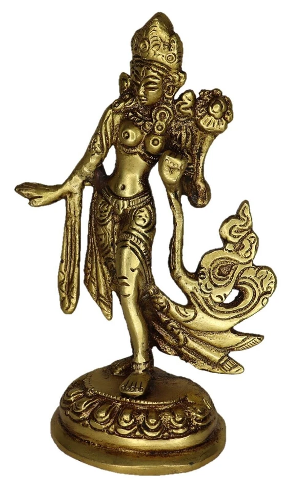 Tibetan Buddhist Deity Standing Tara Statue Handmade Brass Home Decor figure - Image 4 of 4