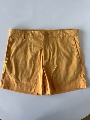 Outlier New Way Five Fives Shorts Mens 31 Yellow Nylon 2-Way Stretch Drawstring
