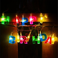 Koboko Led Lichterkette Happy Birthday, Buchstaben-Lichterkette Geburtstag Mit 1
