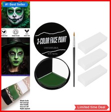Face Paint Kit 3 Color Oil Based Sponge Brush Sweat Proof For Halloween Cosplay