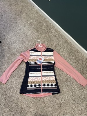 Helly Hansen W Graphic Fleece Jacket Size M - Pink/Navy Urban Stripe Print NWT