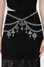 KILLSTAR Belt Silver Crucifix Chain One Size