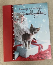 Christmas Card w/ Envelope ~Blessings at Christmas, Granddaughter ~Religious 8x6
