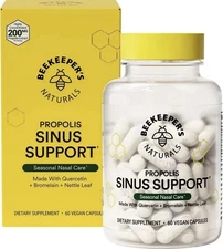 Beekeeper's Naturals All Natural Sinus Support for Adults Seasonal Nasal Care...