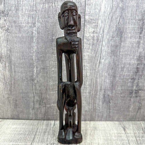 Statua tribale in legno intagliato a mano arte popolare africana Kenya vintage - Foto 7 di 12