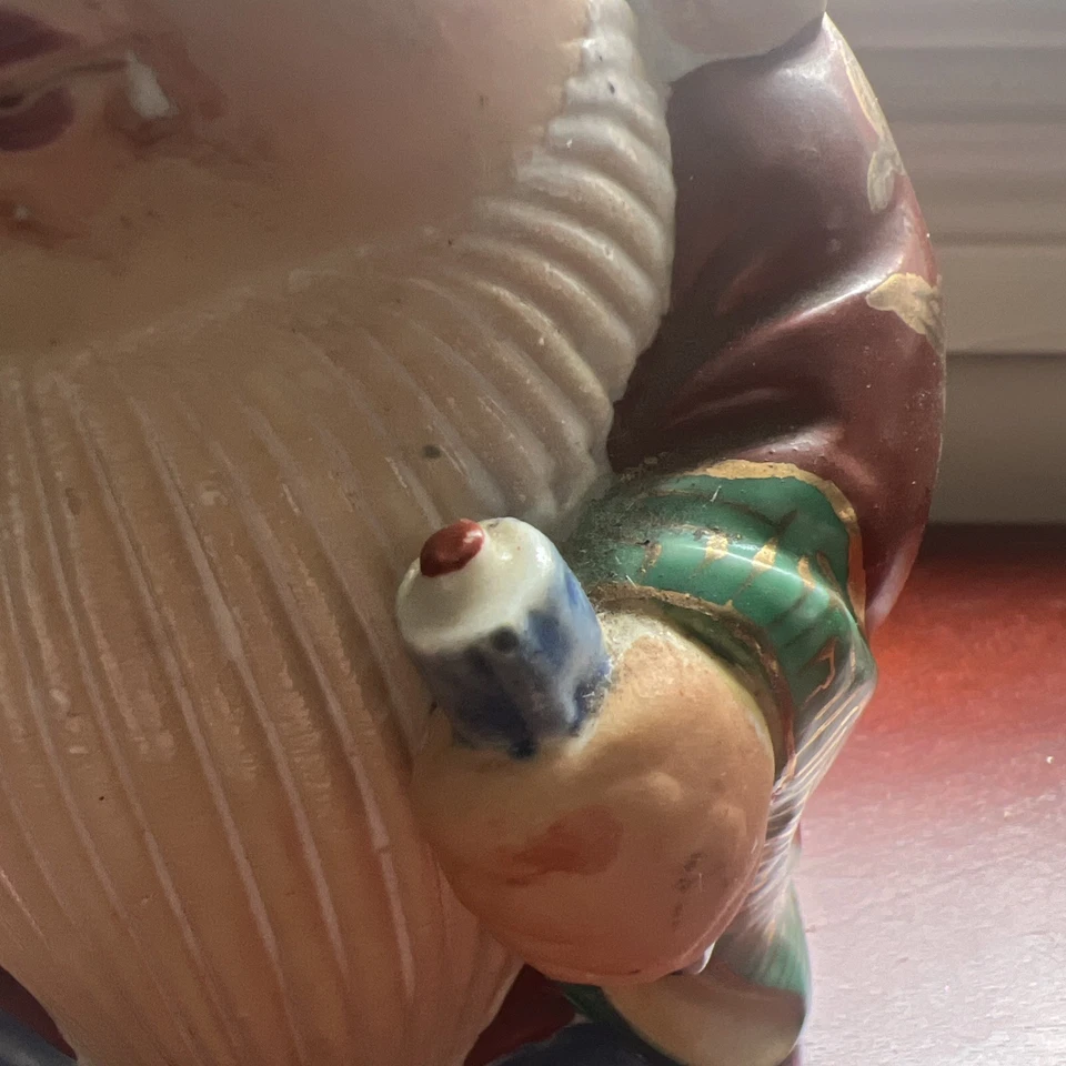 Estátua japonesa antiga de Fukurokuju • Porcelana Kutani Deus da Sabedoria e Longevidade - Imagem 4 de 4