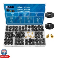pcs Flat and Beveled Faucet Washers and Brass Bibb Screws Assortment for Use ...