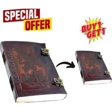 Large Vintage Leather Journal8x6  200 Blank Pages  Handmade Diary  Buy 1Get1 1Free